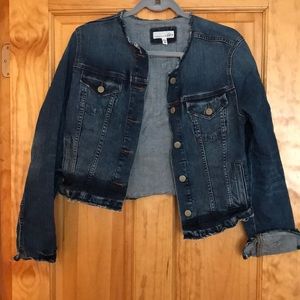 Loft collarless jean jacket